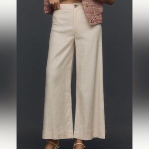 Anthropologie The Ettie High Rise Crop Wide Leg Pants by Maeve: Linen Edition